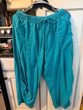 Free People Turquoise Harem Drawstring Pants